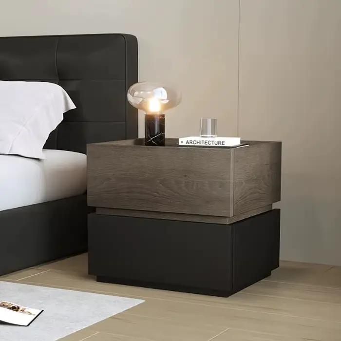 Table de Chevet Tendance de Luxe Moderne Nordique Vintage Esthétique avec Rangement pour Chambre à Coucher