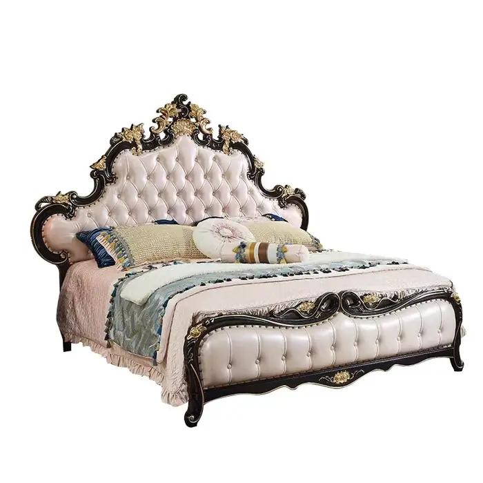 Lit Queen Size de Luxe avec Table de Chevet et Tête de Lit