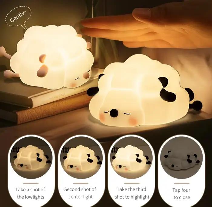 Veilleuse LED en Forme de Mouton, Lanterne Rechargeable, Dessin Animé Mignon, Décoration de Chambre à Coucher, Lampe de Table de Bureau, Cadeau d'Anniversaire pour Enfant