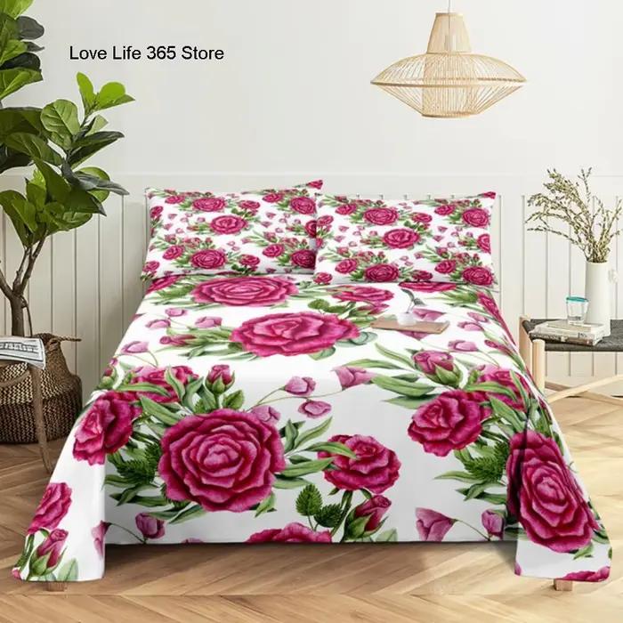 Ensembles de draps de lit roses College en fleurs 3D