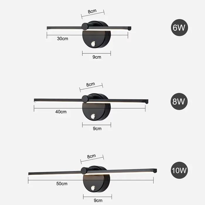 Applique murale de chevet 330 ° Rotatif réglable Angle de lumière intérieur mur LED lampe chambre miroir vanité lumière AC110V/220V