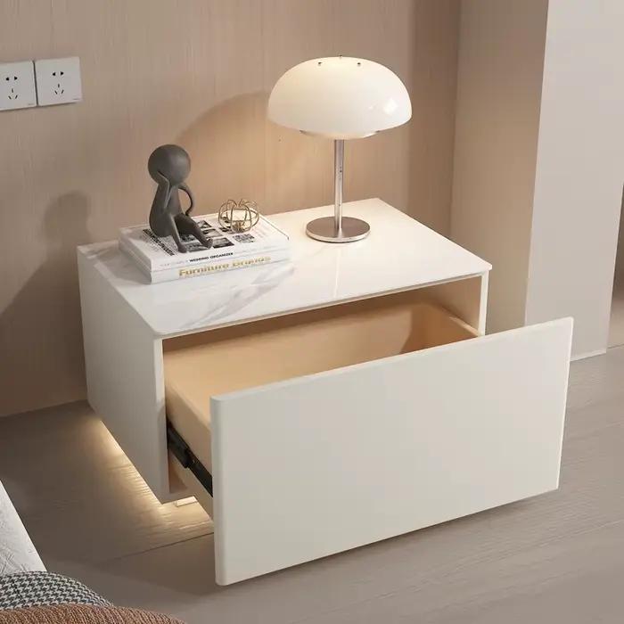 Table de chevet moderne blanche avec rangement