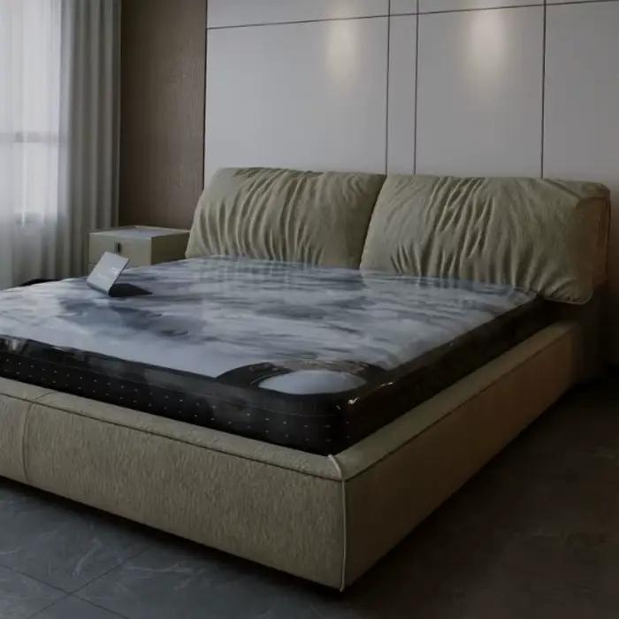 Lit double en tissu simple et luxueux pour 2 personnes