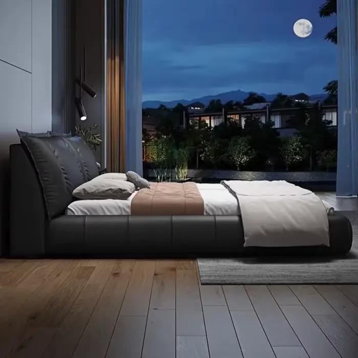 Lit de chambre en cuir pleine fleur