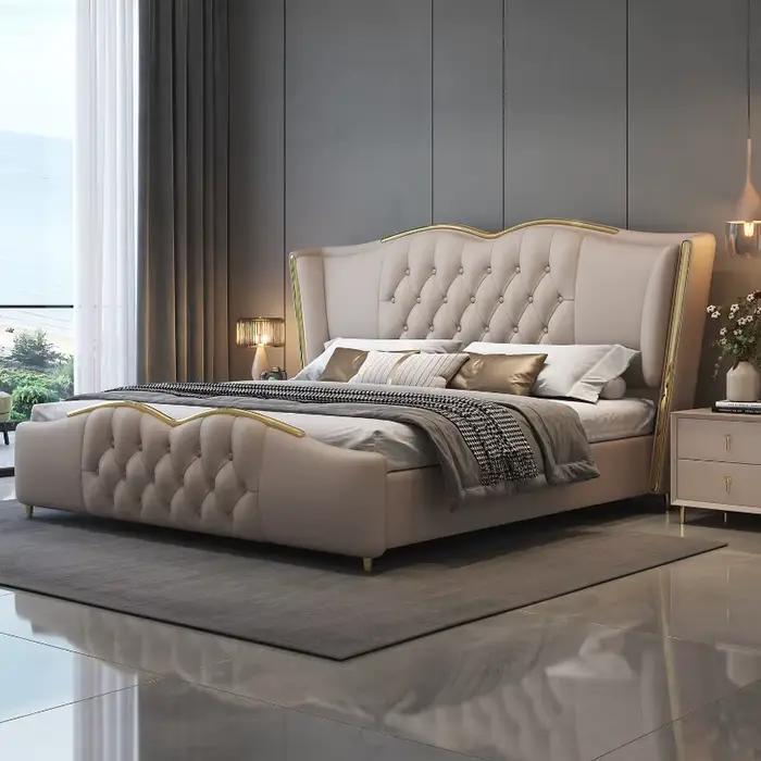 Tête de lit chambre lit double tables de chevet cadre lit de couchage rangement salon français Muebles Para dortoir accessoires pour la maison