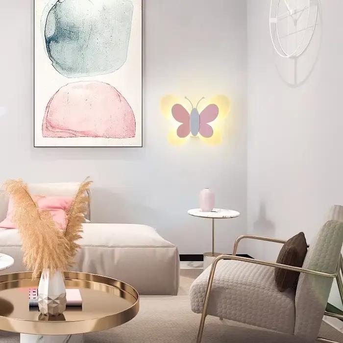 Applique murale LED papillon moderne, pour chambre à coucher, chambre d'enfant, lampe de chevet, personnalité créative, décoration murale, applique papillon