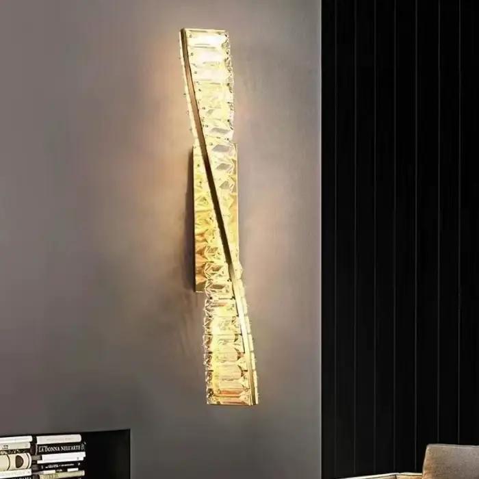 Lampe de chevet moderne mur LED luxe Lustre cristal appliques murales or métal canapé monté