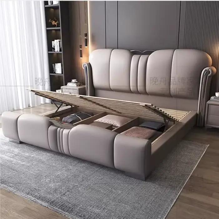Lit double de luxe 180x200cm avec tête de lit unique et esthétique pour chambre à coucher - Accessoires de maison