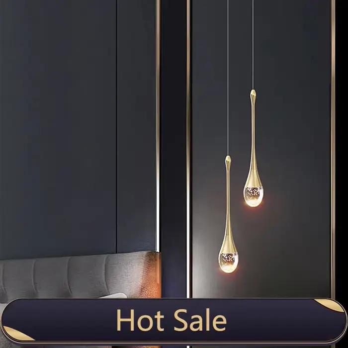 Lampes suspendues en cristal à bulles pour chambre à coucher, lampe de chevet d'hôtel, verre LED, lustres de plafond modernes, double