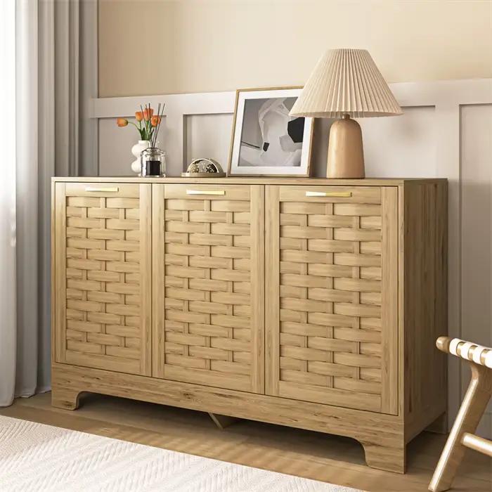 Armoire de rangement moderne en bois avec étagères intérieures réglables et kit anti-basculement pour plusieurs scénarios