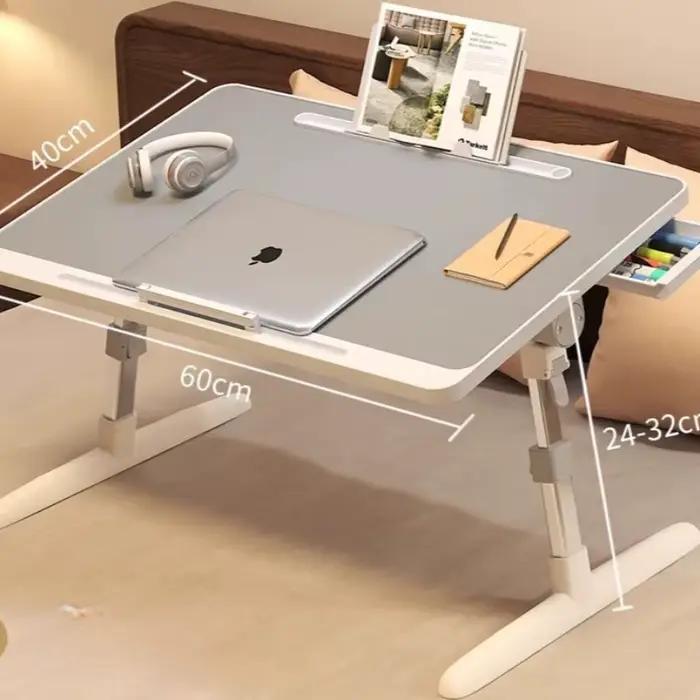 Surface de travail de bureau d'ordinateur portable de chevet réglable en hauteur avec baie vitrée à fente pour une