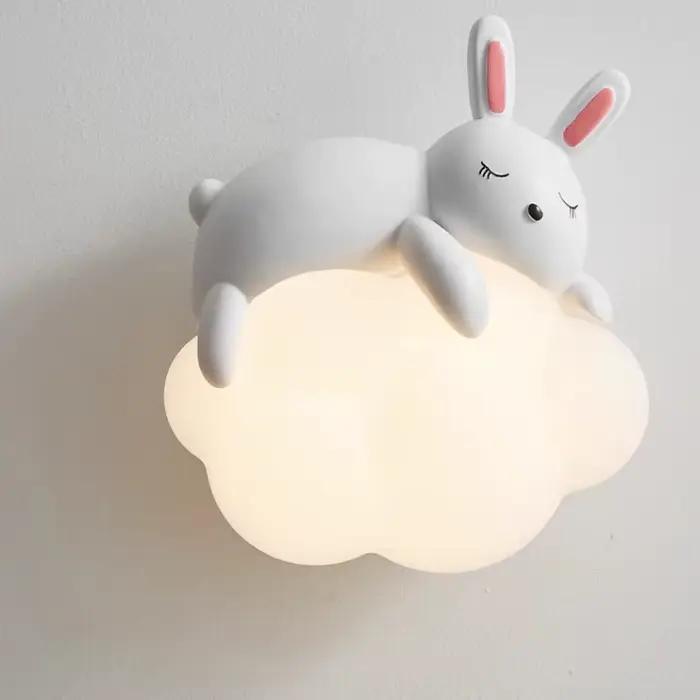 Mignon chambre d'enfants chevet applique ours lapin nuage lampe créative crème Style