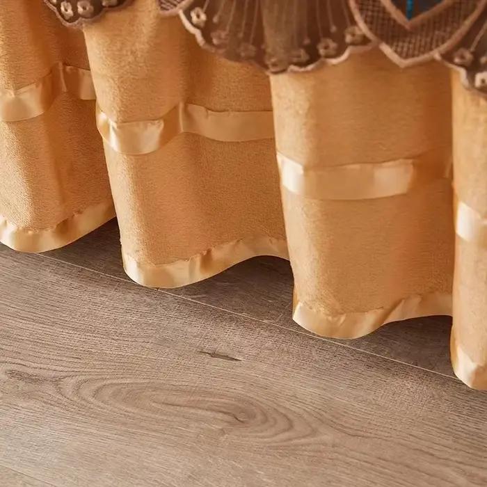Jupe de lit matelassée en velours épais de luxe