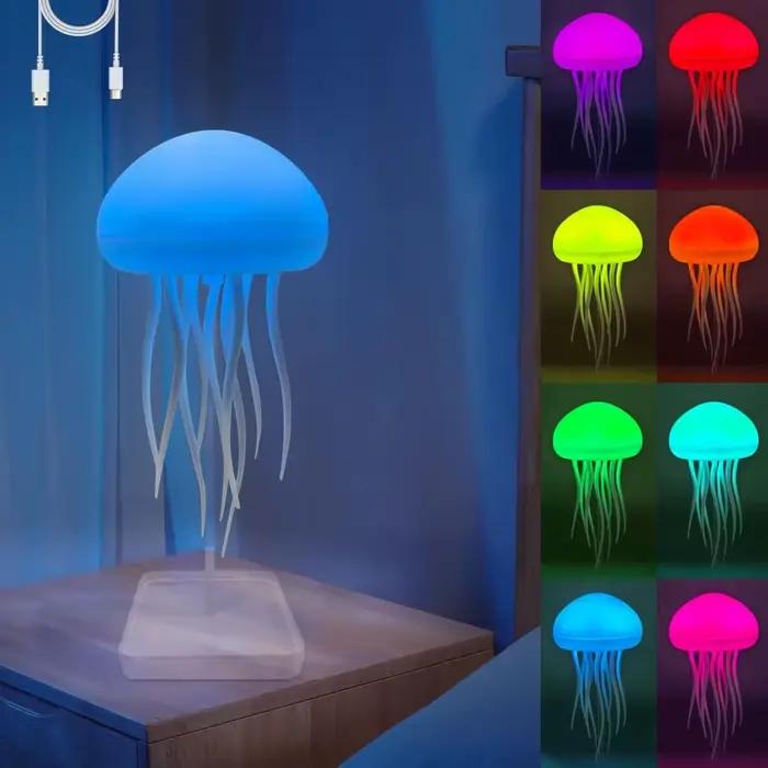 Petite lampe de chevet, lampe méduse, lampe d'ambiance colorée, veilleuse rechargeable pour chambre à coucher et salon
