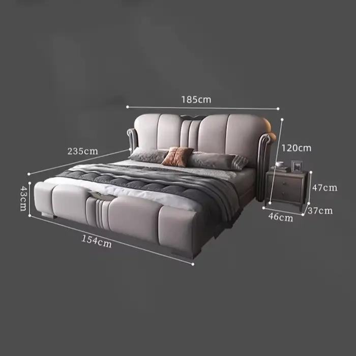 Lit double de luxe 180x200cm avec tête de lit unique et esthétique pour chambre à coucher - Accessoires de maison