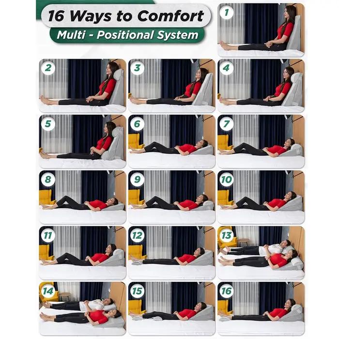 Ensemble de 4 coussins de lit réglables en mousse à mémoire de forme