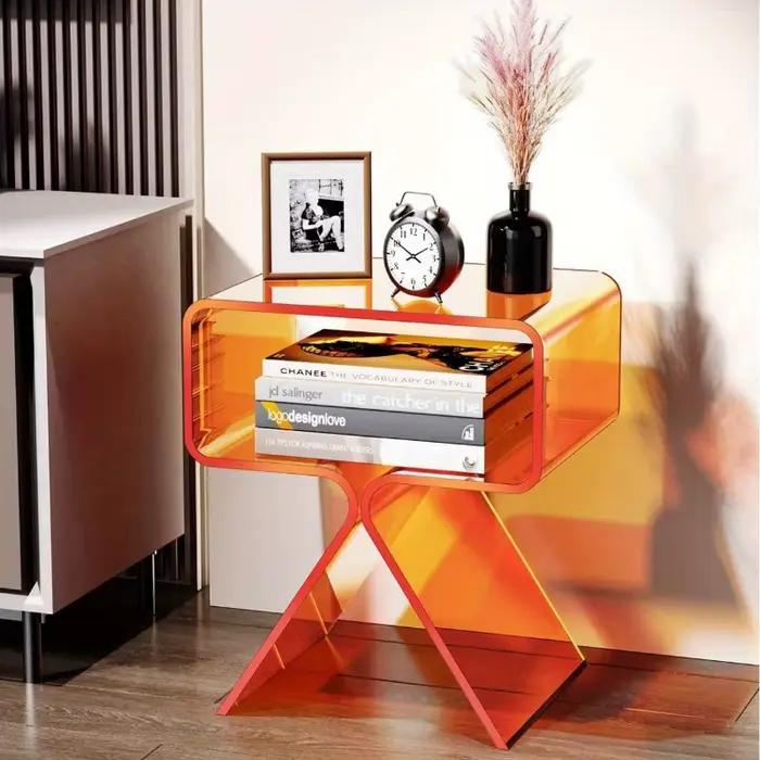 Table de chevet moderne transparente en acrylique