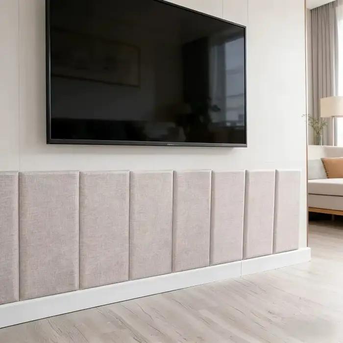 Panneaux muraux souples autocollants en lin pour tête de lit