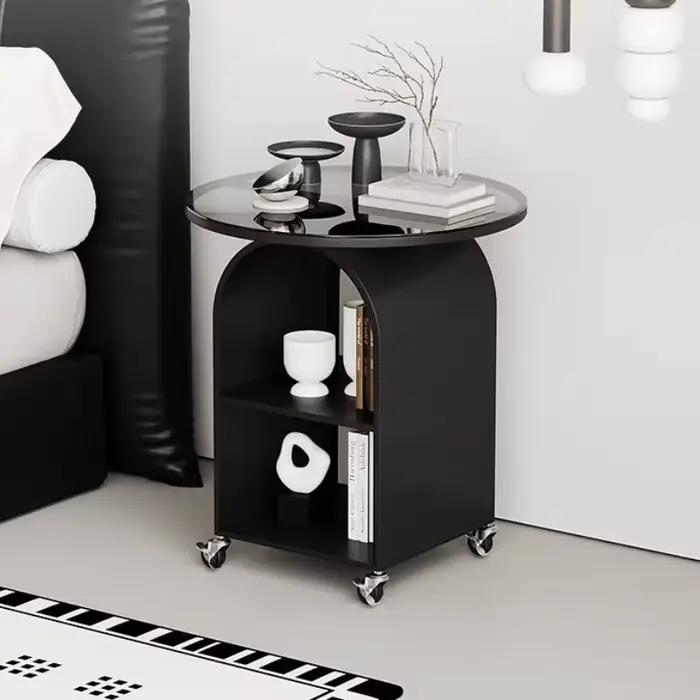 Table de chevet noire européenne en métal