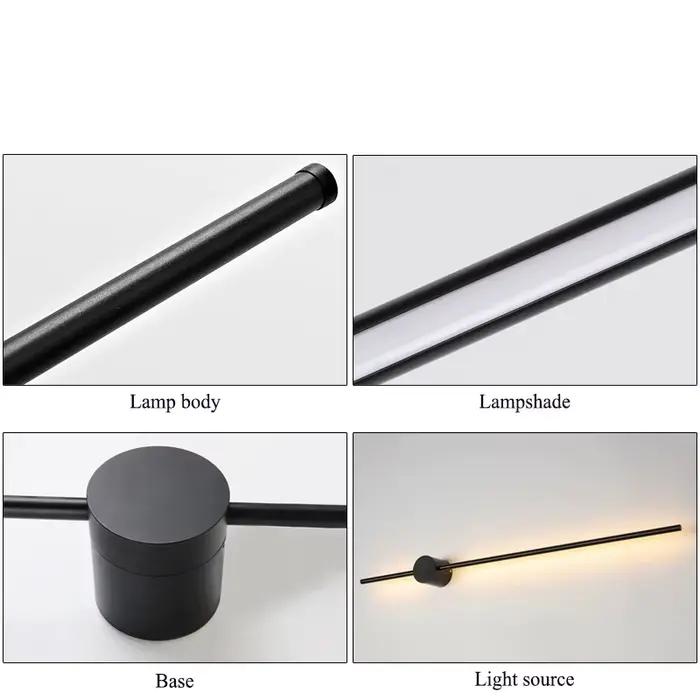 80CM mur LED lampe longue bande lumière noire chambre lampes de chevet nordique luminaires décoratifs ligne lumière fond décor à la maison
