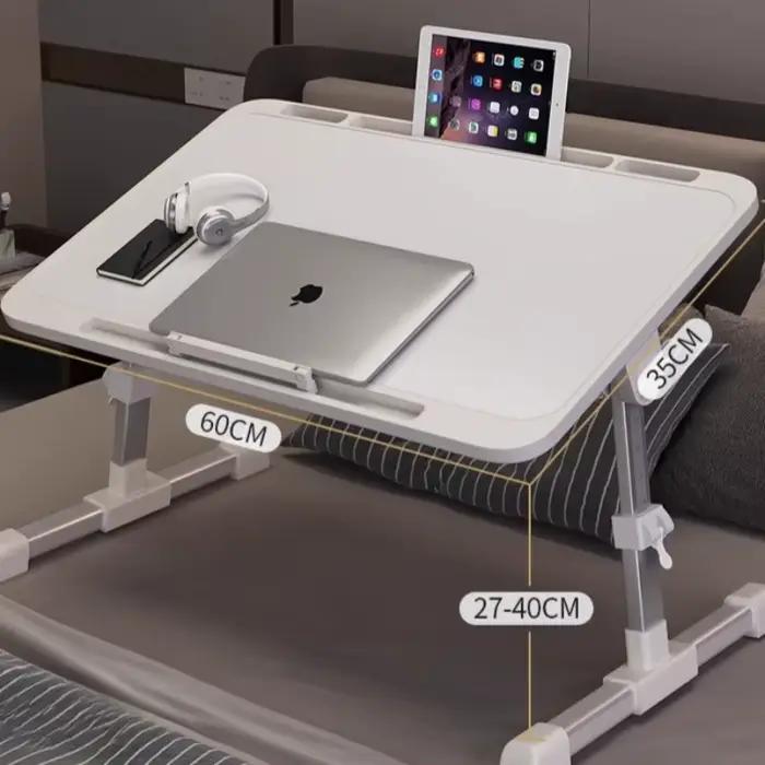 Surface de travail de bureau d'ordinateur portable de chevet réglable en hauteur avec baie vitrée à fente pour une
