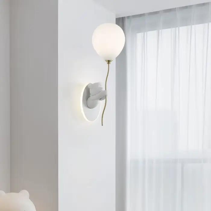 Lampes murales ours ballon rose lampe de chambre d'enfant mignonne moderne chaude