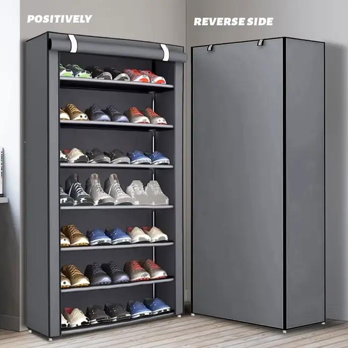 Armoire à chaussures multicouche à 6-10 niveaux avec porte volet roulante anti-poussière