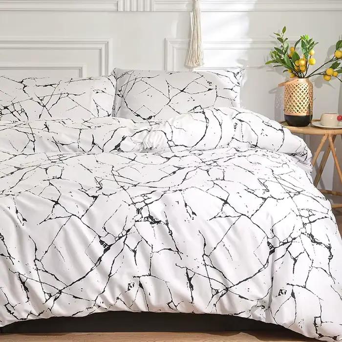 Parure de lit noire et blanche pour lit double