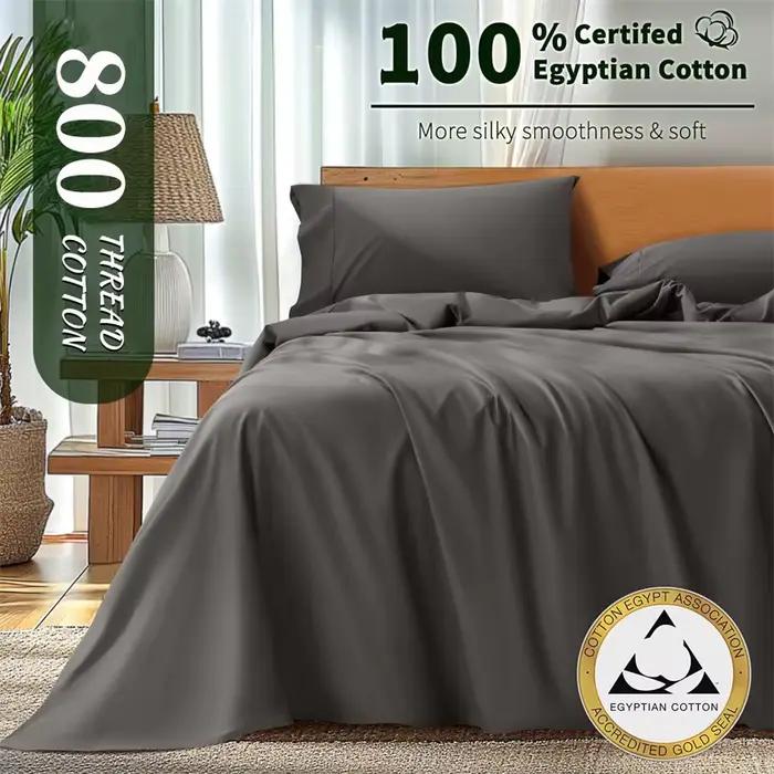 Parure de draps en coton égyptien biologique 800 fils/cm² pour lit simple