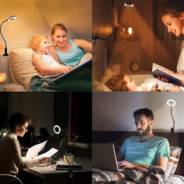 48 LED lampe de bureau Clip USB livre lumière chevet 360 ° Protection oculaire flexible