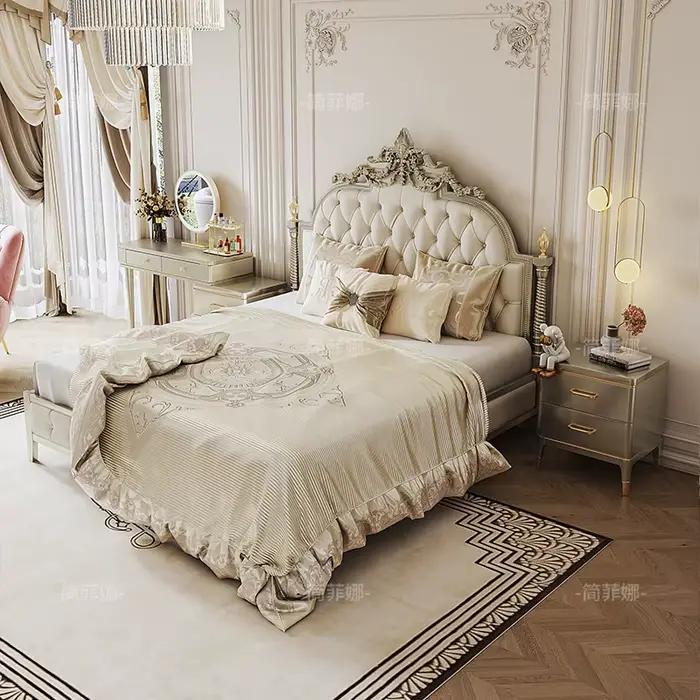 Cadre esthétique lit Unique nordique lecture princesse lit de couchage Table d'appoint luxe grands Camas accessoires de maison matrimoniale