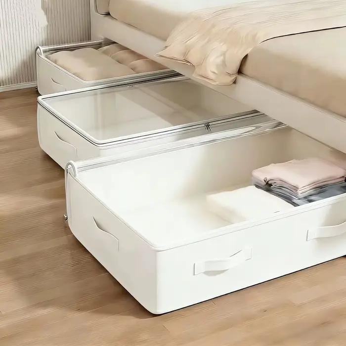 Lot de 3 boîtes de rangement blanches pour sommier