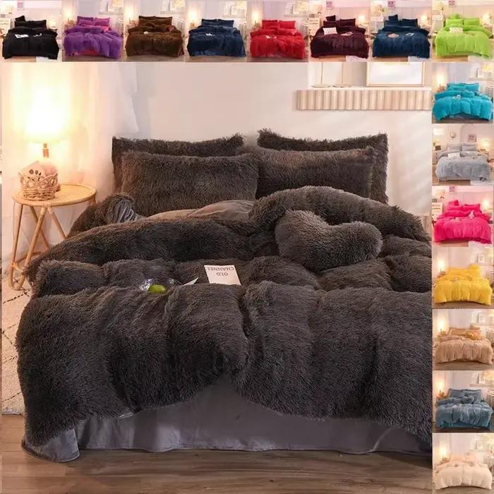 Ensemble de housse de couette en peluche luxueuse 3/4 pièces – Literie confortable et douce