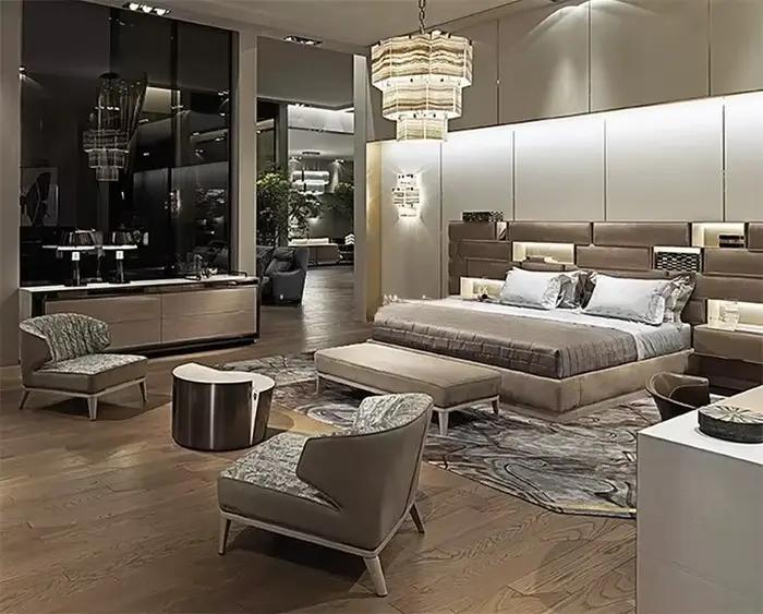 Offre spéciale de luxe lit King Size cinq étoiles hôtel ensemble de lit cadres de lit avec Table intégrée grande tête de lit haute ensembles de chambre