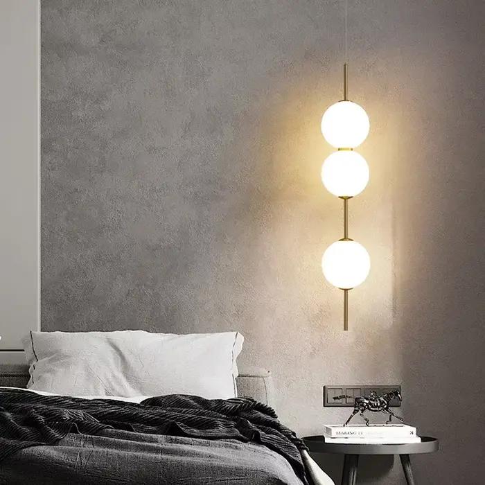 Nordique chambre chevet suspendu lustre moderne minimaliste boule de verre Led lampe suspendue créative Restaurant Bar décoration lumière