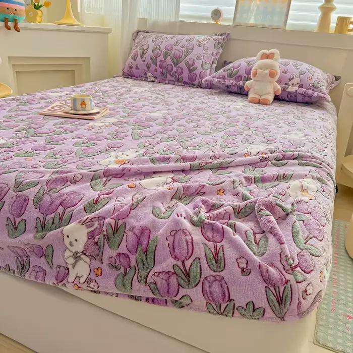 Draps de lit en flanelle polaire pour l'hiver