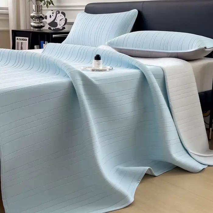 Ensemble de matelas de luxe rayé matelassé de haute qualité avec taie d'oreiller