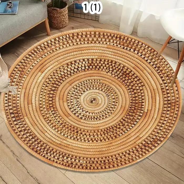 Tapis rond en jute naturel style bohème