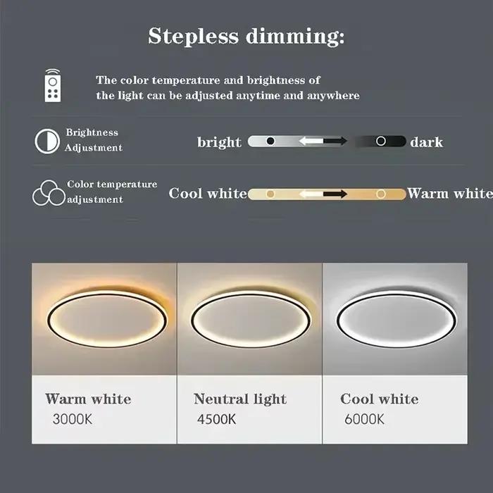 Plafonnier LED circulaire nordique pour chambre à coucher