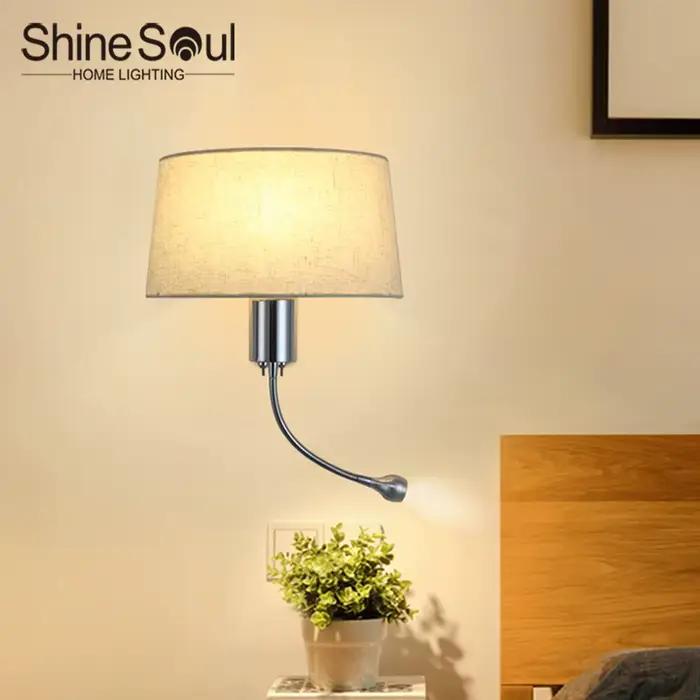 Lampe murale LED nordique en tissu pour chevet