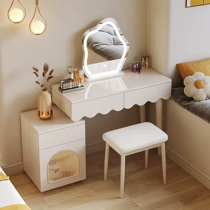 Glamour Table De vanité française Kawaii Glam ensemble De tiroirs compacts