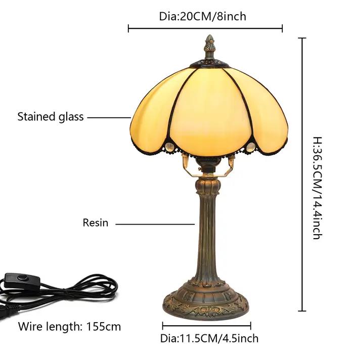 Lampe de chevet moderne en verre teinté de 8 pouces