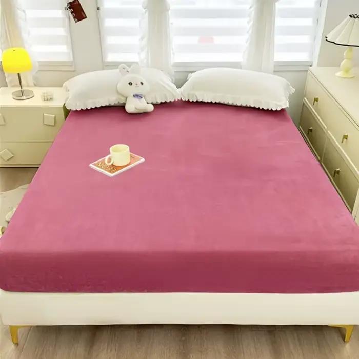 Drap de lit doux et chaud – Protecteur de matelas élastique à couverture complète pour l'hiver pour queen size