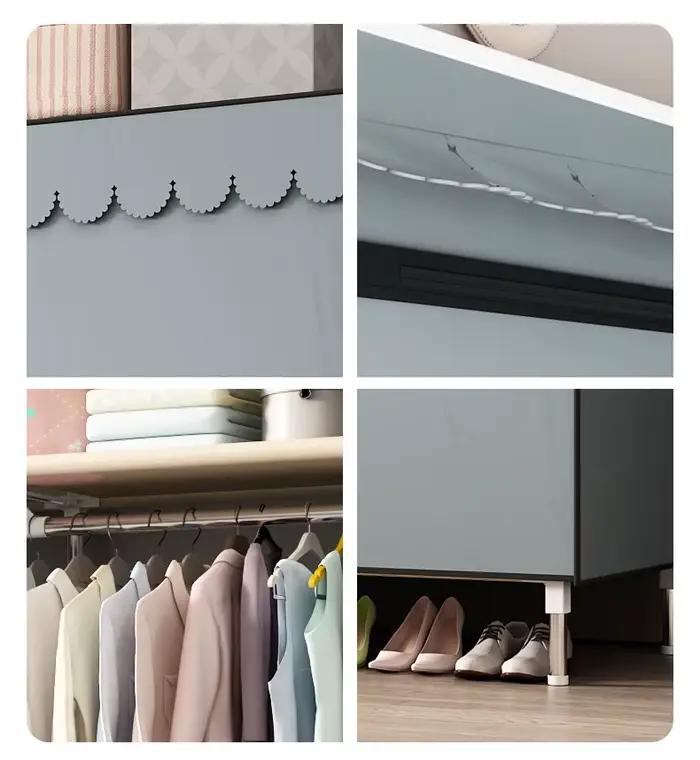 Rangement non tissé à double tige imperméable : armoire en tissu durable et minimaliste avec un large espace et une haute praticité
