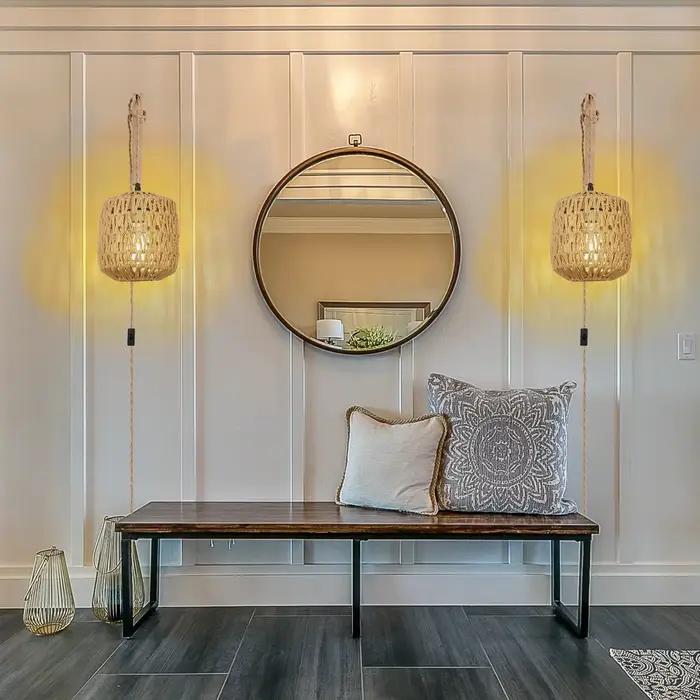 Led rotin applique chambre salon tissé lumière lampes de chevet E27 rétro chanvre corde lumières décoration intérieure luminaires