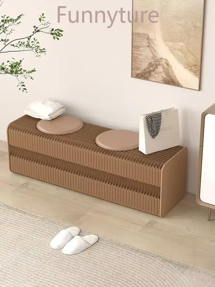 Tabouret de chevet pliable en papier multi-places rétractable - Meuble d'exposition créatif et tendance