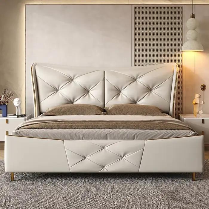 Lit en cuir de luxe léger 1.5 / 1 8 M lit Double chambre principale lit