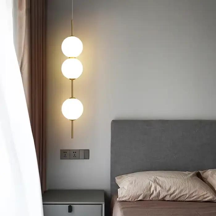 Nordique chambre chevet suspendu lustre moderne minimaliste boule de verre Led lampe suspendue créative Restaurant Bar décoration lumière