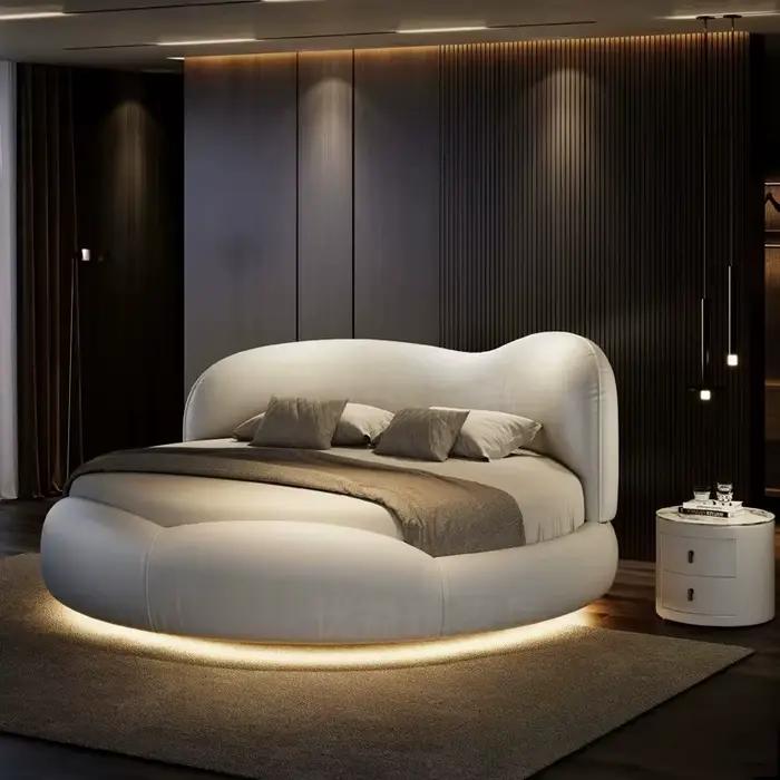 Lit double rond 180x200 de luxe européen pour adultes