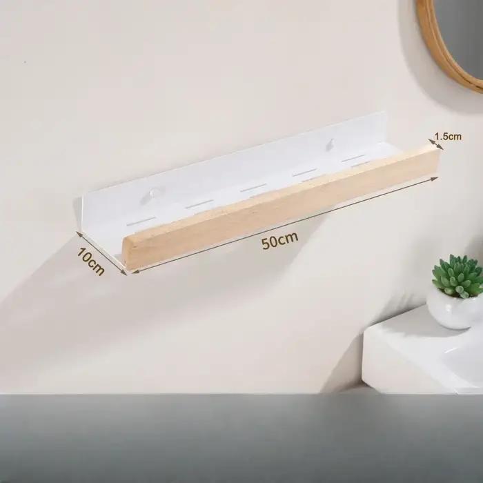 Étagère Murale en Bois de Hêtre pour Salle de Bain